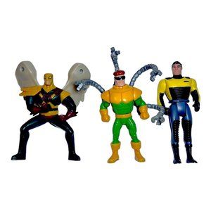 Vintage 1995 Dr. Octopus Bruce Wayne Hawkman Action Figures 4.5”